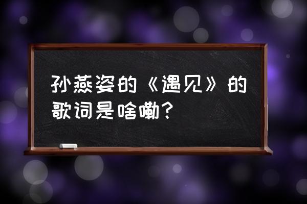 我听着风来自地点和人海 孙燕姿的《遇见》的歌词是啥嘞？