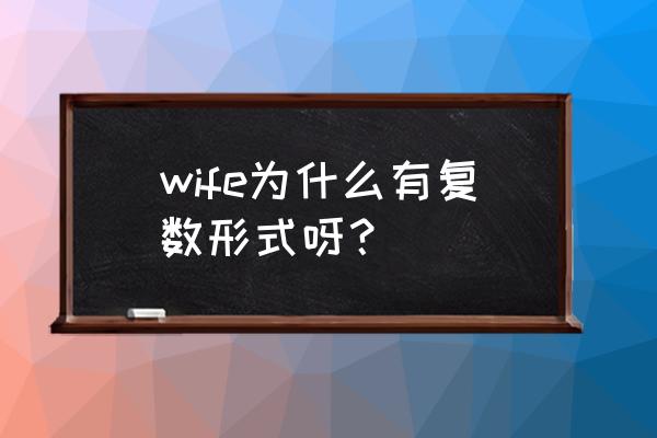 wife的复数怎么写 wife为什么有复数形式呀？