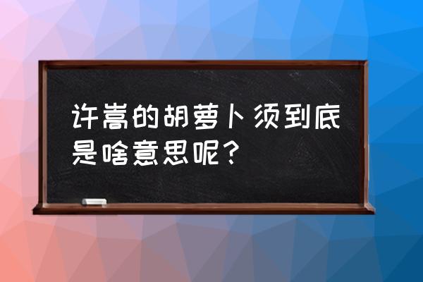 许嵩胡萝卜须的寓意 许嵩的胡萝卜须到底是啥意思呢？