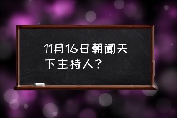 朝闻天下王言 11月16日朝闻天下主持人？