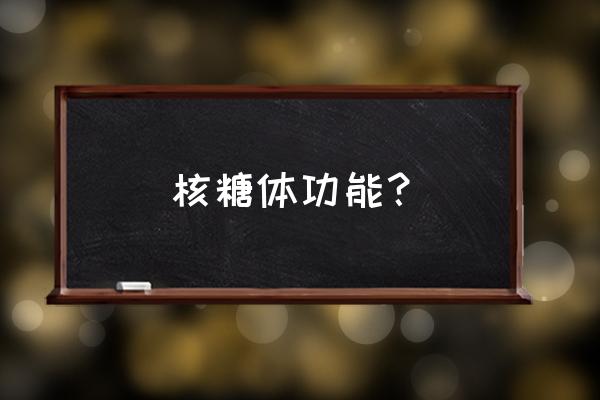 核糖体的功能作用 核糖体功能？