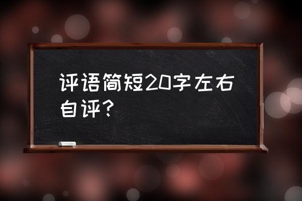 自评表的个人评价 评语简短20字左右自评？