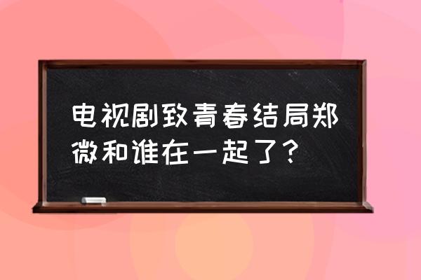 致青春郑微最后和谁在一起 电视剧致青春结局郑微和谁在一起了？