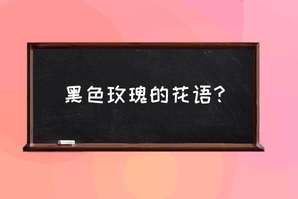 黑色玫瑰花语 黑色玫瑰的花语？