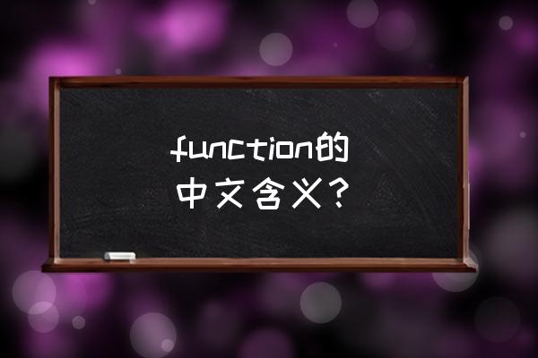 function的中文意思 function的中文含义？