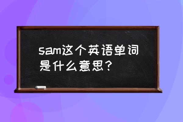 sam是什么意思英语 sam这个英语单词是什么意思？