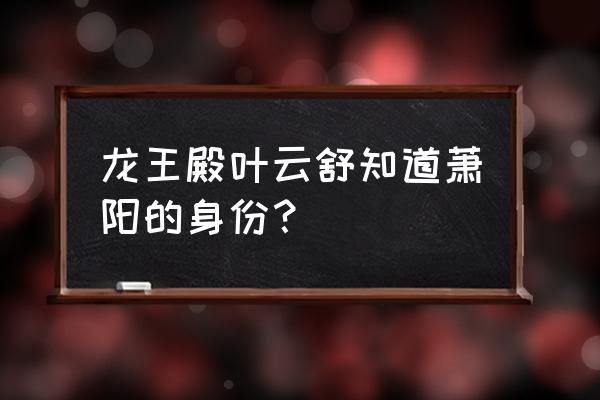 王者至尊萧阳叶云舒 龙王殿叶云舒知道萧阳的身份？