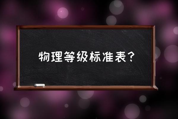 中学物理是什么级别 物理等级标准表？