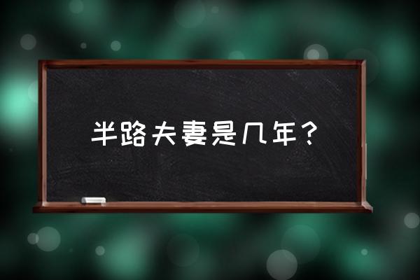 半路夫妻全部演员表 半路夫妻是几年？