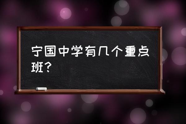 宁国中学胡宁月老师 宁国中学有几个重点班？