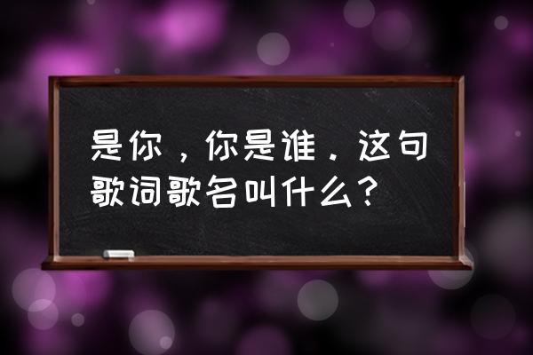 你是谁啊你到底是谁词 是你，你是谁。这句歌词歌名叫什么？