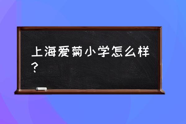 徐汇区爱菊小学好不好 上海爱菊小学怎么样？