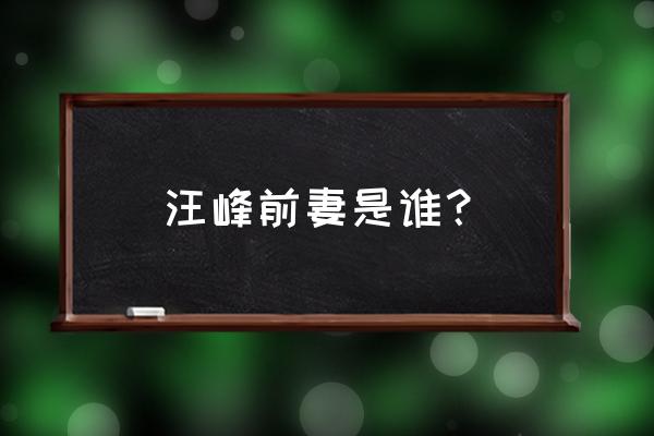 汪峰前妻近照曝光 汪峰前妻是谁？