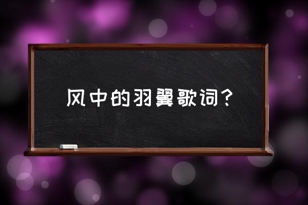 风中的羽翼表达了什么 风中的羽翼歌词？