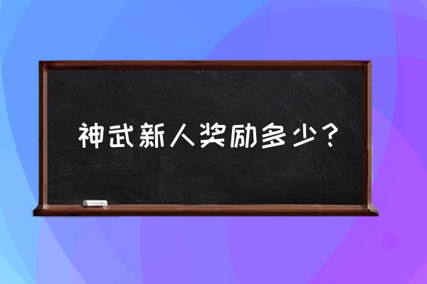 神武新手礼包 神武新人奖励多少？