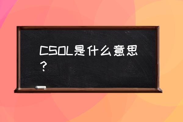 反恐精英csol CSOL是什么意思？