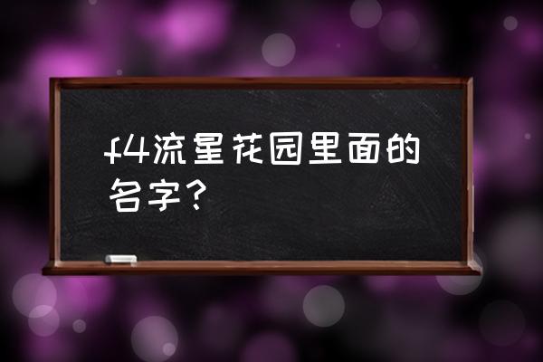 神尾叶子最满意哪版f4 f4流星花园里面的名字？