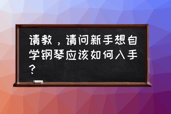 新手自学钢琴 请教，请问新手想自学钢琴应该如何入手？