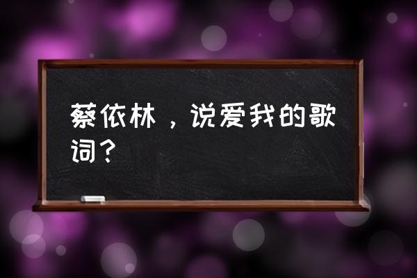 说爱你蔡依林演唱会 蔡依林，说爱我的歌词？