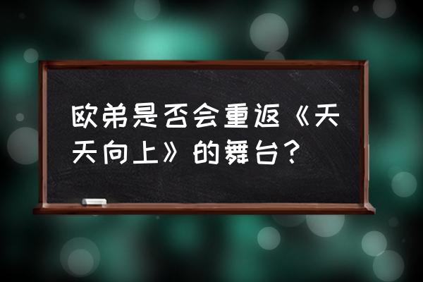 欧弟会回归天天向上吗 欧弟是否会重返《天天向上》的舞台？