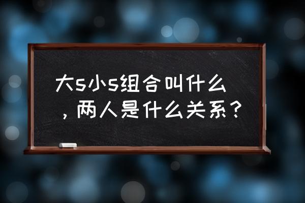 大s和小s组合 大s小s组合叫什么，两人是什么关系？