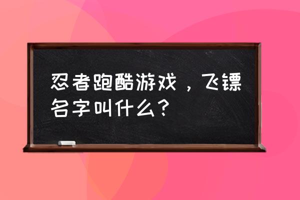 你忍着跑酷 忍者跑酷游戏，飞镖名字叫什么？