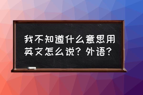 什么意思用英语怎么表达 我不知道什么意思用英文怎么说？外语？