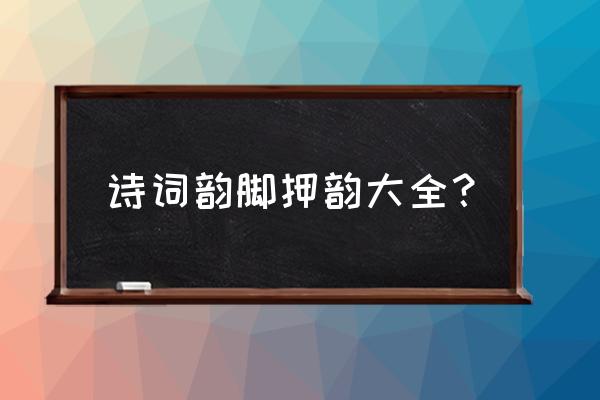 韵脚大全词典 诗词韵脚押韵大全？