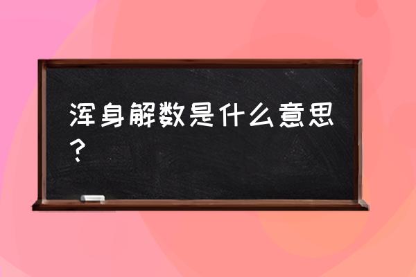 浑身解数是什么意思解释 浑身解数是什么意思？