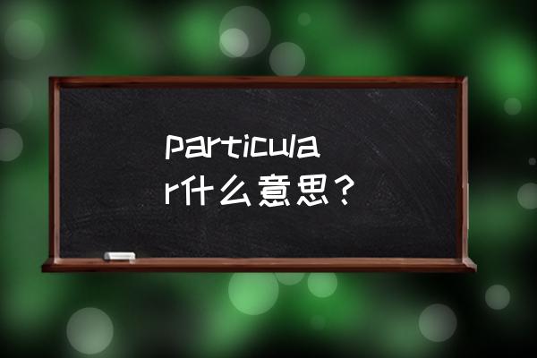 particular是什么意思 particular什么意思？