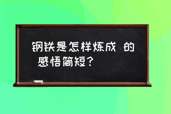 读钢铁是怎样炼成的启示 钢铁是怎样炼成 的 感悟简短？