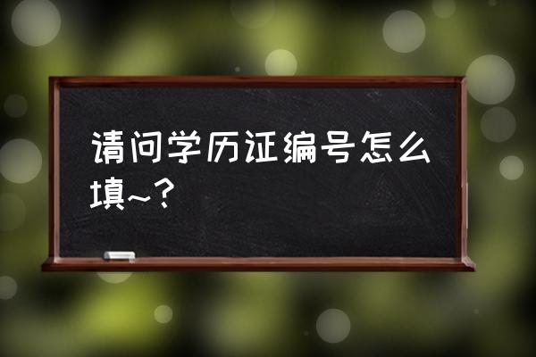 学历证书编号怎么填 请问学历证编号怎么填~？