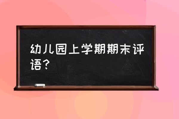 幼儿园大班期末评语 幼儿园上学期期末评语？