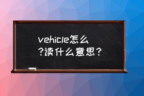 vehicle什么意思啊 vehicle怎么?读什么意思？