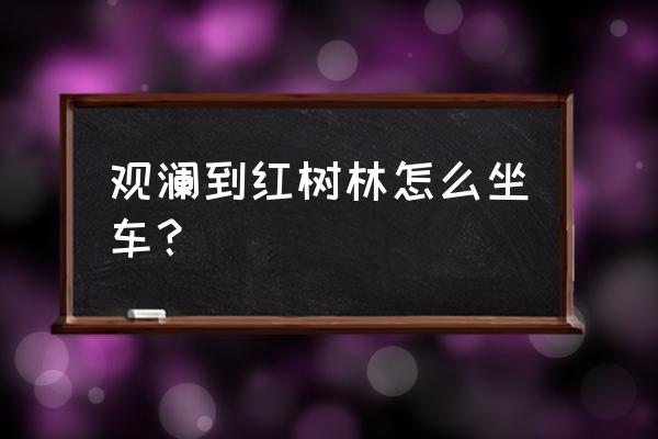 观澜阳光花园怎么去 观澜到红树林怎么坐车？