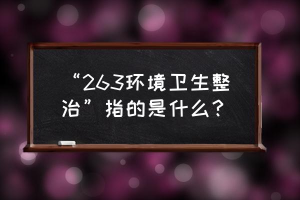 历史上的263工程 “263环境卫生整治”指的是什么？