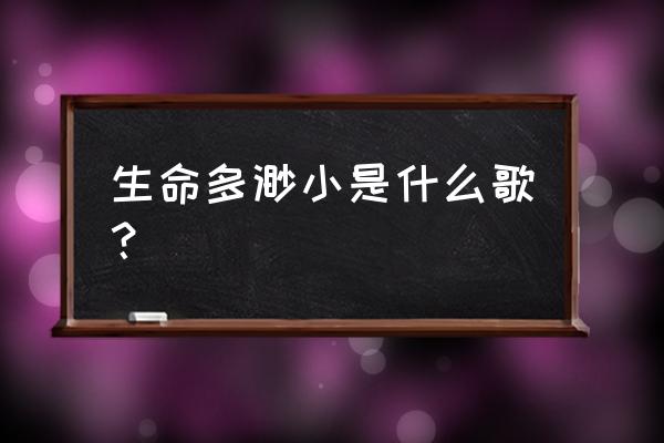 长大以后 我只能奔跑 生命多渺小是什么歌？