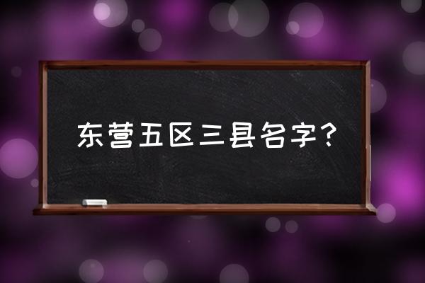 山东省东营市有哪些县 东营五区三县名字？