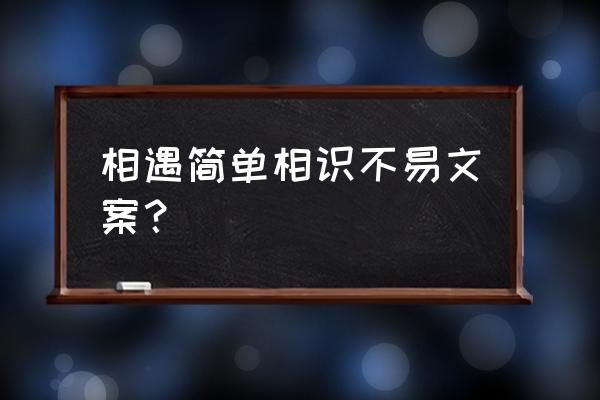 在茫茫人海中相遇不容易 相遇简单相识不易文案？