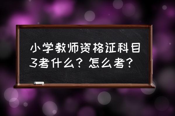 上海闸北第三中心小学 小学教师资格证科目3考什么？怎么考？