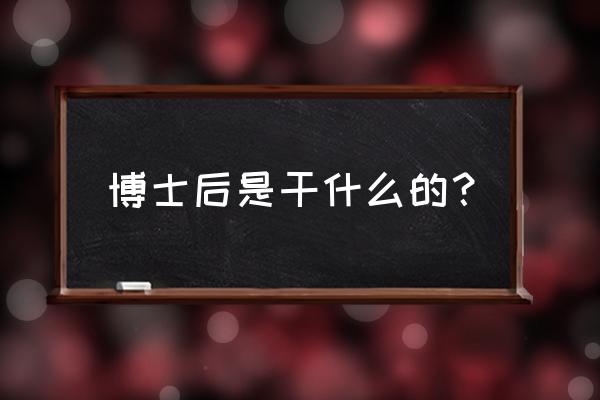 博士后可以干什么 博士后是干什么的？