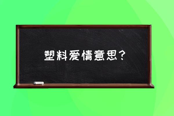 塑料爱情 竹内玛利亚 塑料爱情意思？