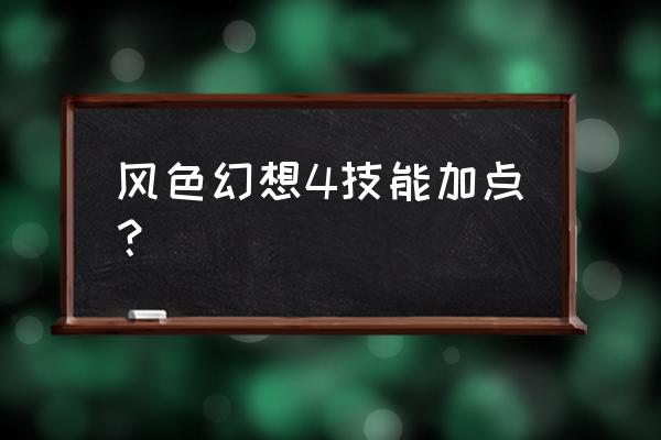 风色幻想4秘籍 风色幻想4技能加点？