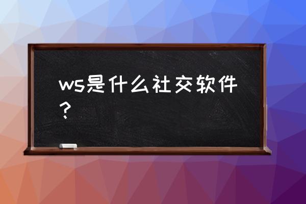 ws指的是什么意思 ws是什么社交软件？