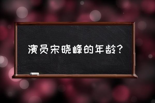 宋晓峰几岁 演员宋晓峰的年龄？