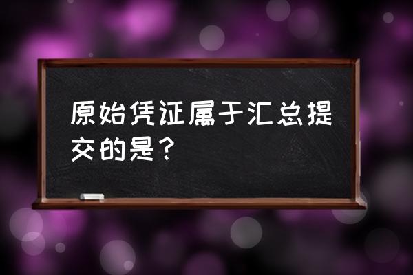 属于原始凭证汇总表 原始凭证属于汇总提交的是？