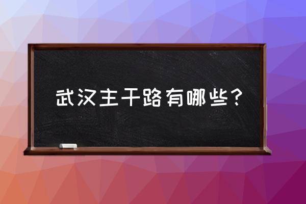 武汉市武汉大道 武汉主干路有哪些？