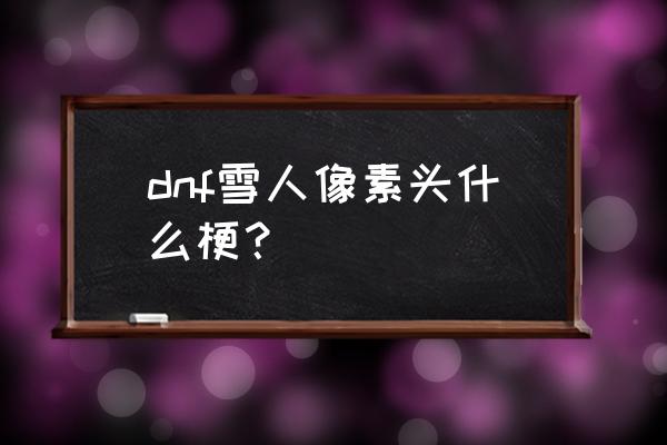 dnf雪人套搭配 dnf雪人像素头什么梗？