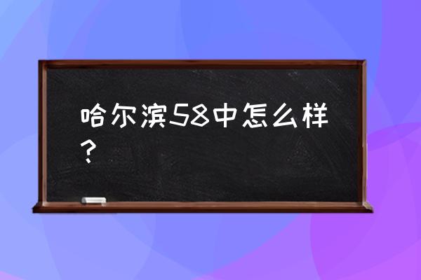 哈尔滨58 哈尔滨58中怎么样？