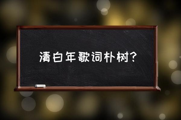 清白之年番外 清白年歌词朴树？